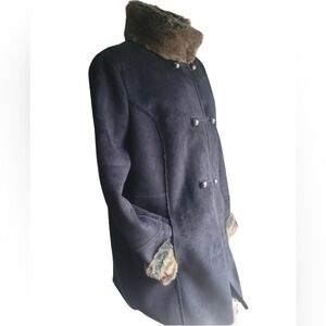 Tower by London Fog Black Faux Suede Coat L